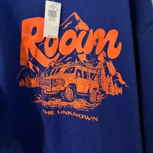 Blue and Orange Graphic Crewneck